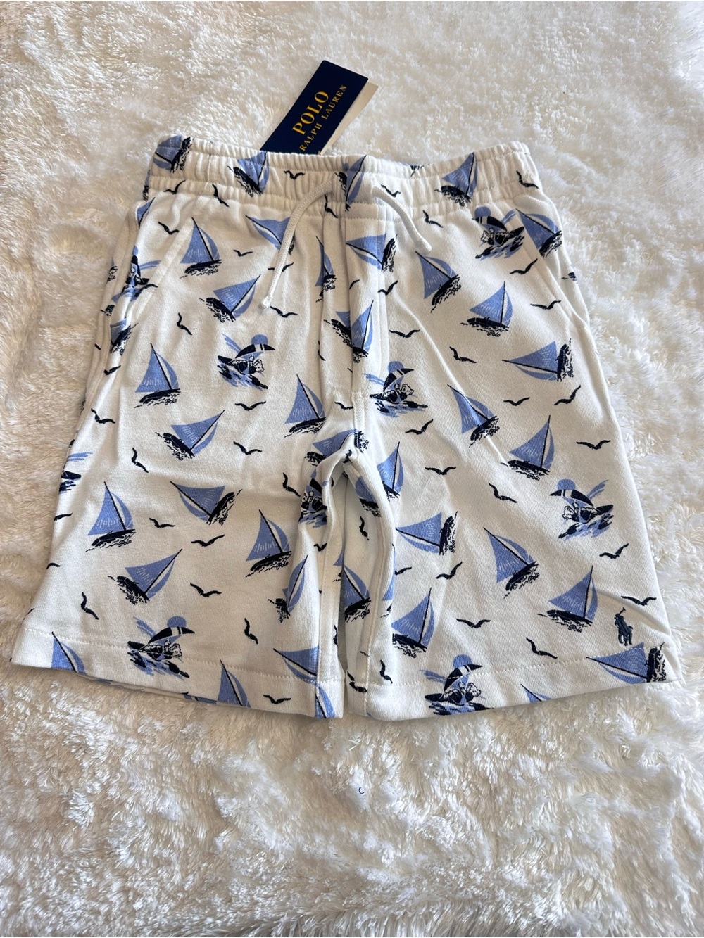 Boy’s Polo Ralph Lauren White Sailing Print Cotton Shorts